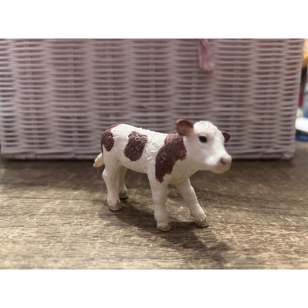 Schleich Simmental Calf Brown & White Figure Play Animals Farming Dollhouse Toy
